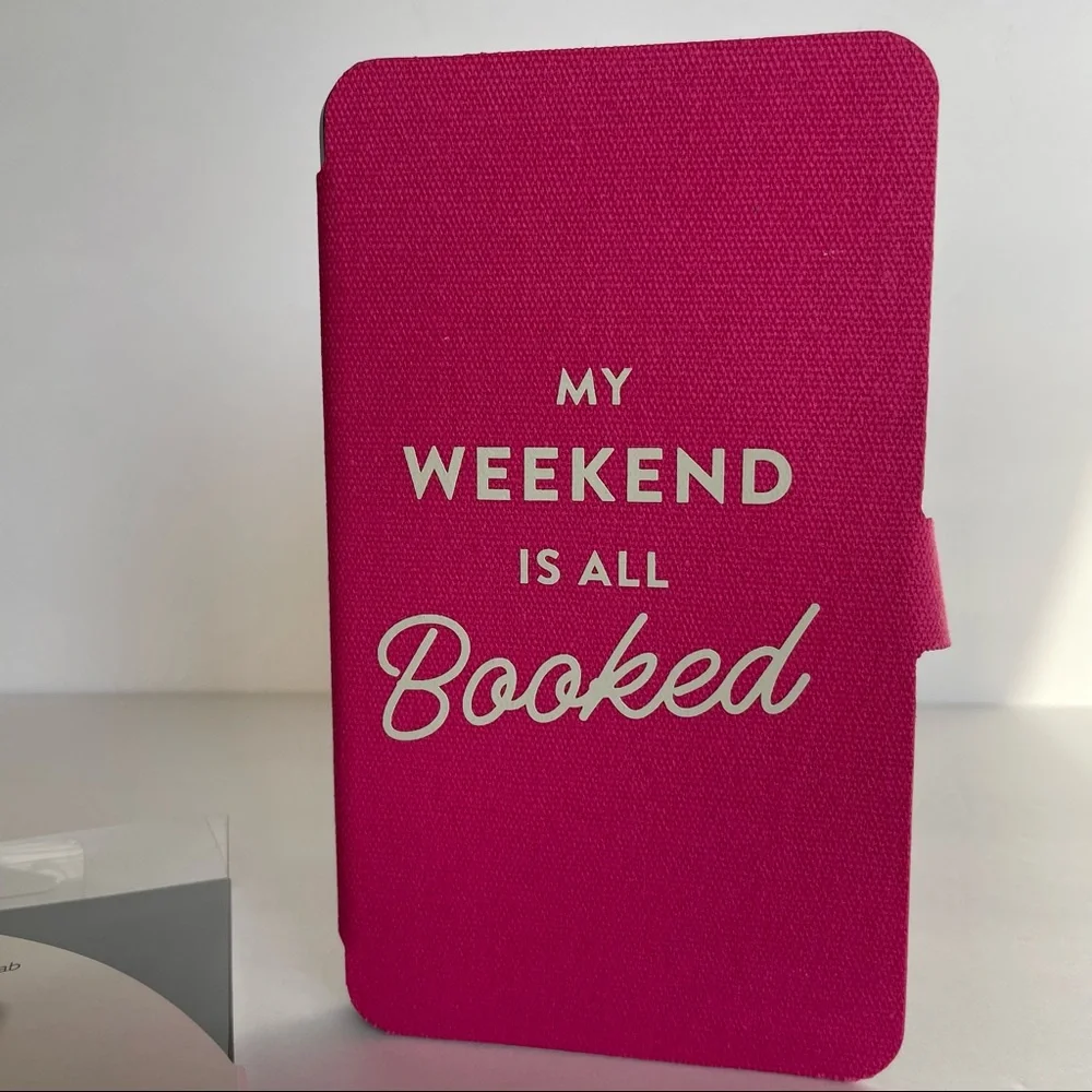 Nook Tablet 7” Pink Book Cover with Tab NWT My Weekend is All Booked